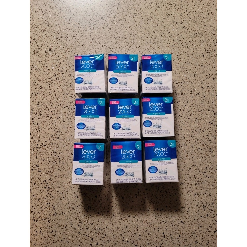 18 Bars Total (9 2-Packs) Lever 2000 Original Bar Soap 3.75 oz Each Bar USA Made